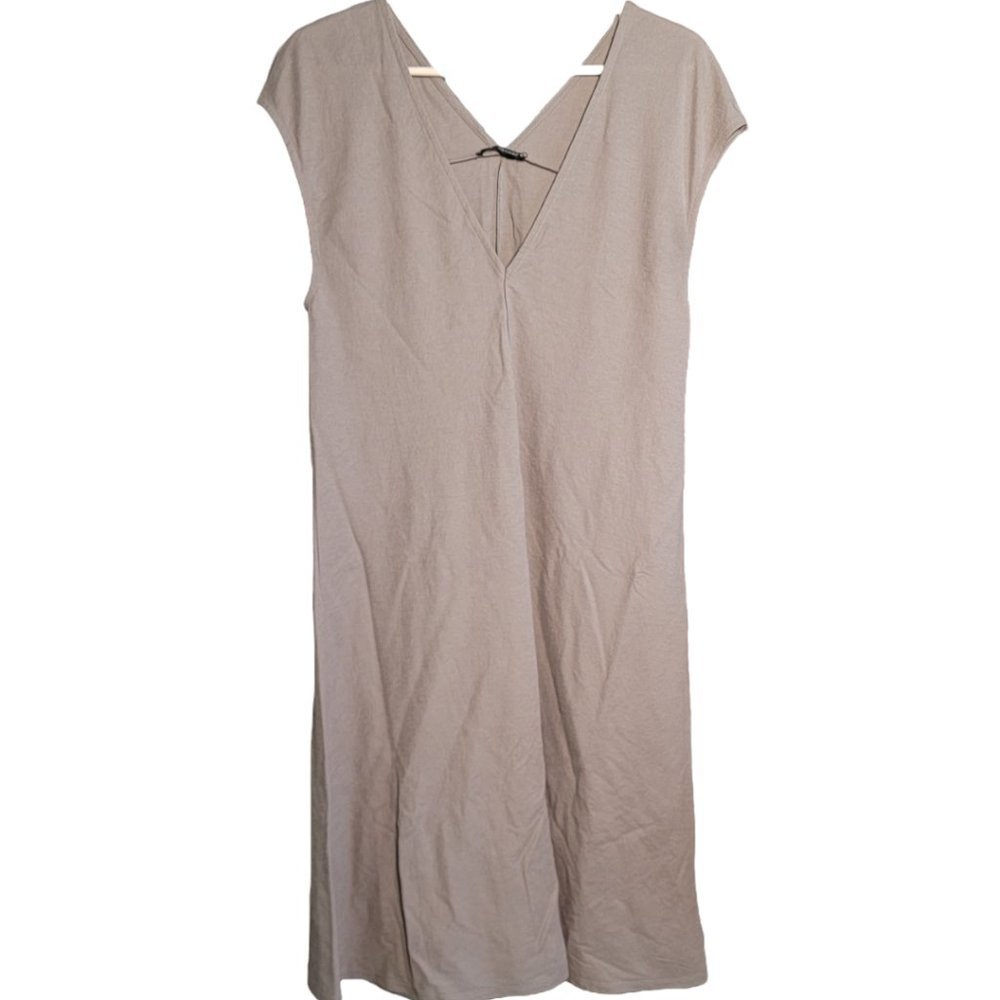 Zara Green V-neck Maxi Oversized Short Sleeve Slip-on Dress Size Small